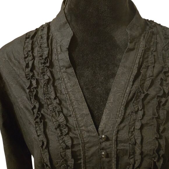 ALC At Last Classics M Lightweight Ruffled Black Top Ruffled Fairy Grunge - Picture 6 of 9